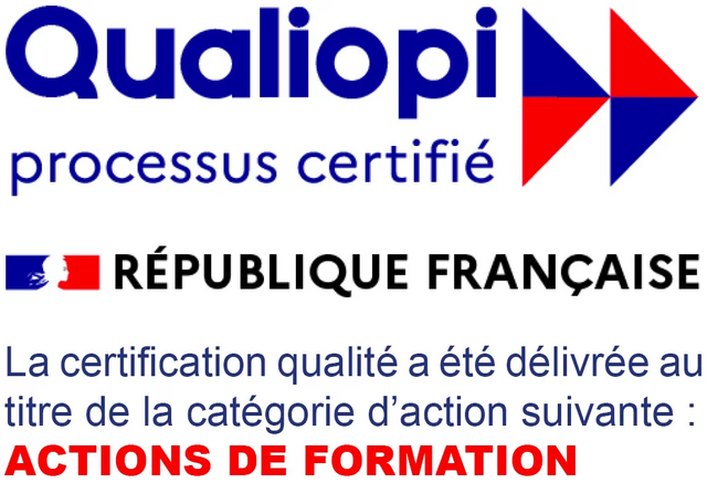 Qualiopi, processus certifié, République française. La certification qualité a été délivrée au titre de la catégorie d'action suivante : actions de formation.